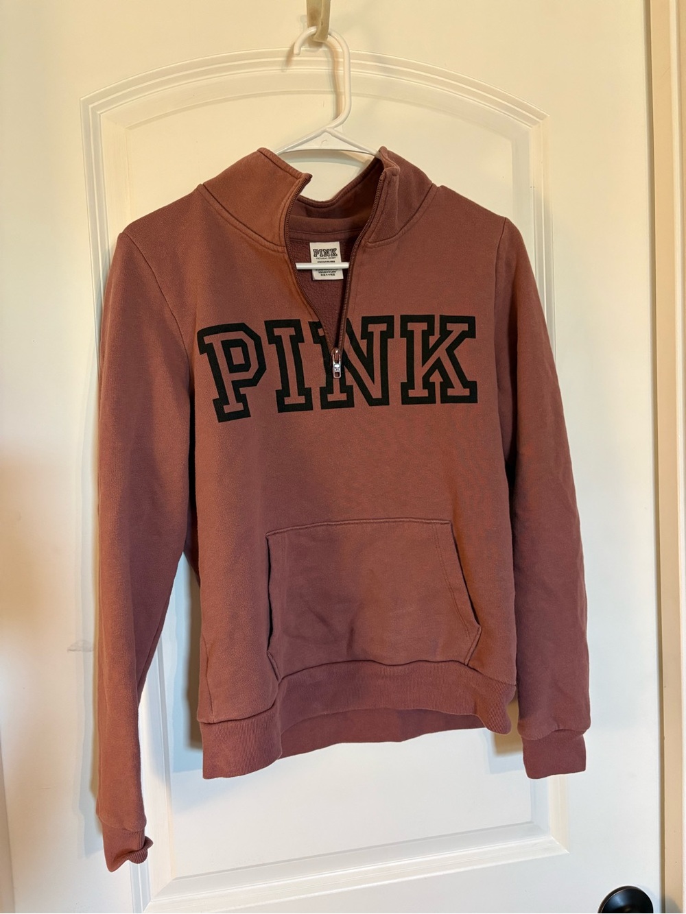 PINK Victoria's Secret Women's Half-Zip Pullover Sweater in Dusty Rose